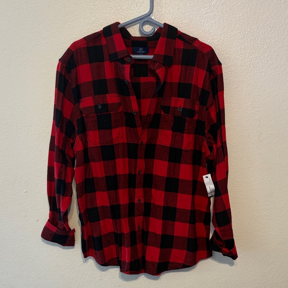 George Red and Black‎ Plaid Casual Shirt